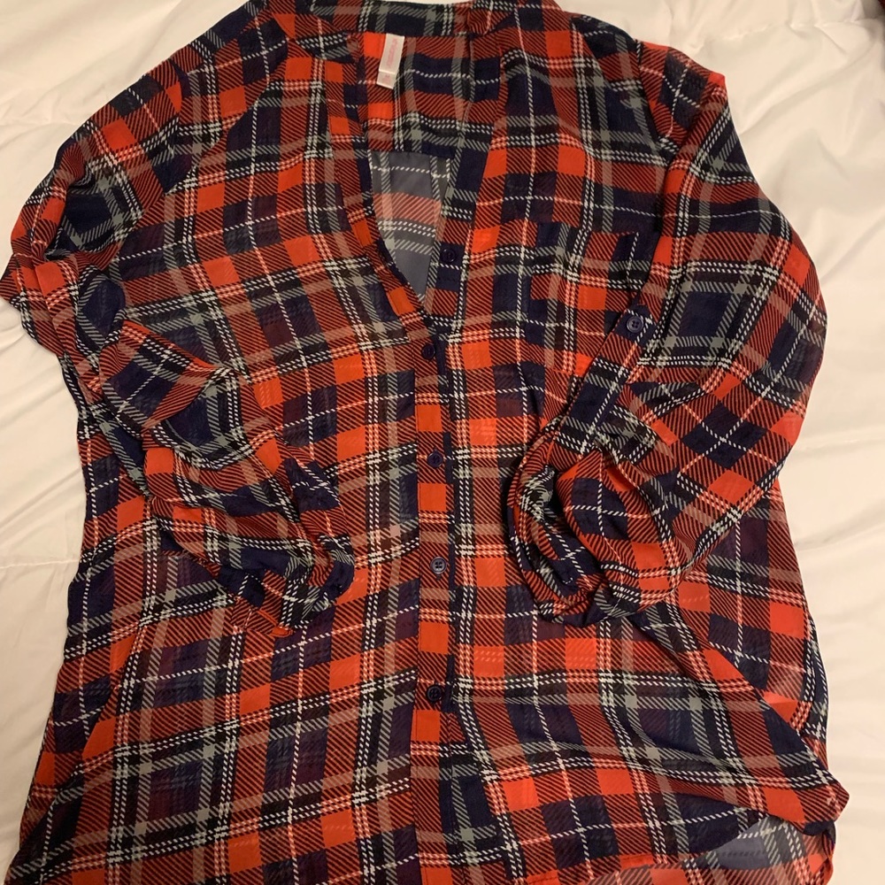Xhilaration Long Sleeve Chiffon Shirt Size M